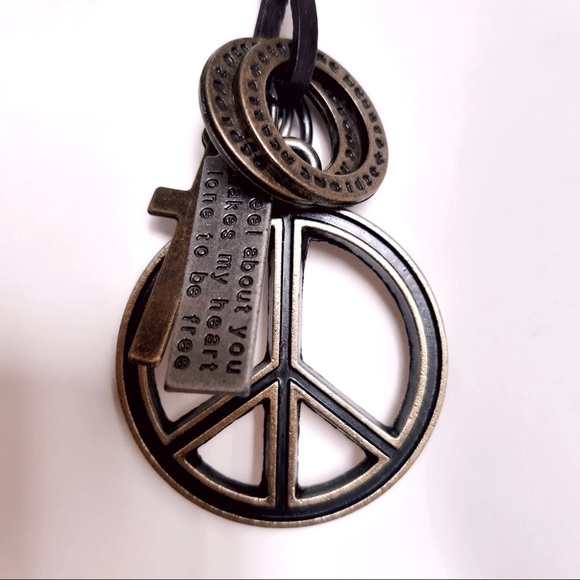 BRONZE & LEATHER Retro Vintage Necklace - Picture 5 of 7